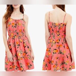 Loft Orange Harvest Smocked Waist Cami Dress Sz L